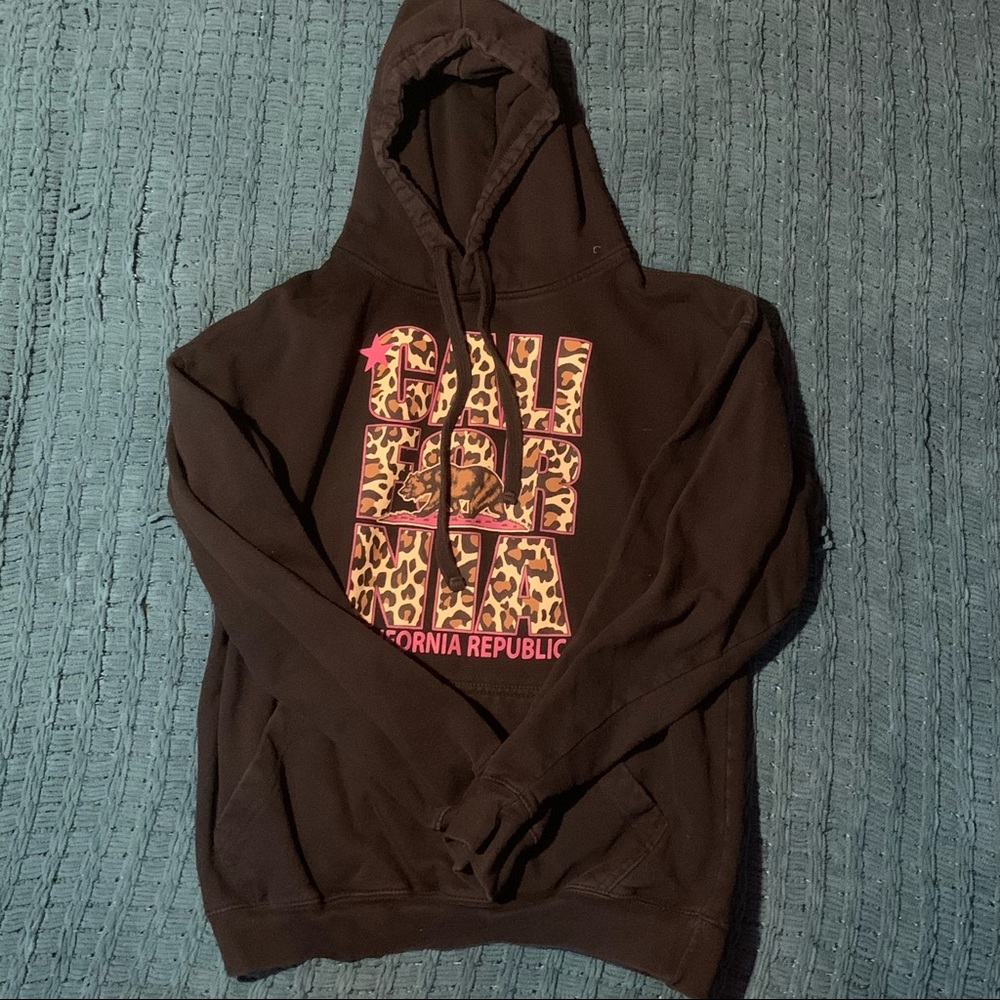 California Leapord Print Pink and Black Hoodie